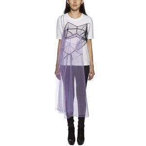 QUETSCHE Women's Sheer Overlay T-Shirt Women WHITE T-Shirts & Tops